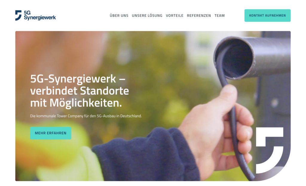 Startseite der Website von 5G-Synergiewerk – Webdesign mit WordPress von Jan Sievers