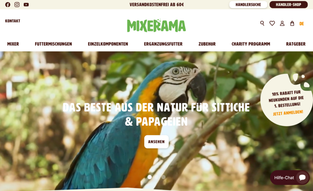 Startseite der Website von Mixerama – Corporate Design und Webdesign von Jan Sievers